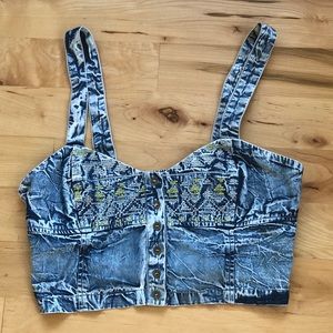 Staring at Stars - Embroidered Sweetheart Denim, M